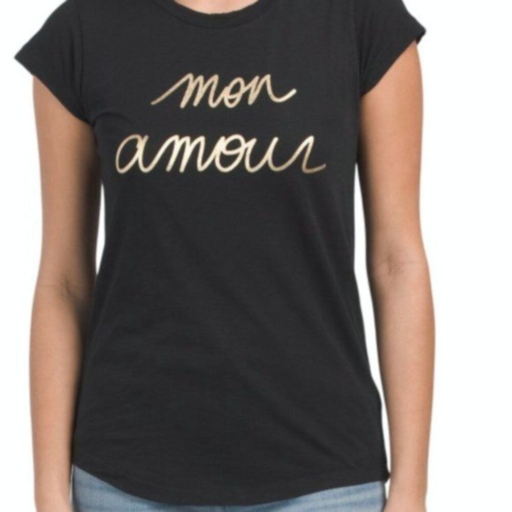 Zadig & Voltaire Skinny Short Sleeve Mon Amour Foil Tee L